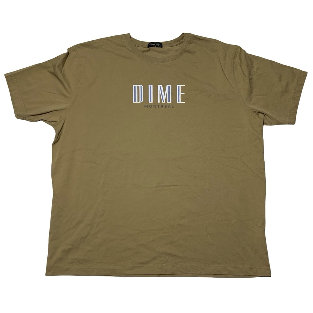 Dime MTL Montreal Skate Skateboarding T Shirt Mens Size XL Tan Logo